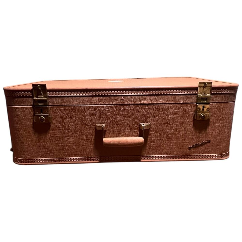 Vintage Blandon Tan Hard Shell Suitcase 25 Inch Locked Case